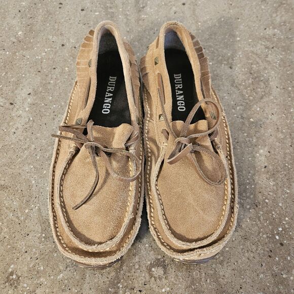 Durango Santa Fe Women's Suede Leather Moccasin Sz 7m  Fringe Studded  DCRD095 - Picture 2 of 9